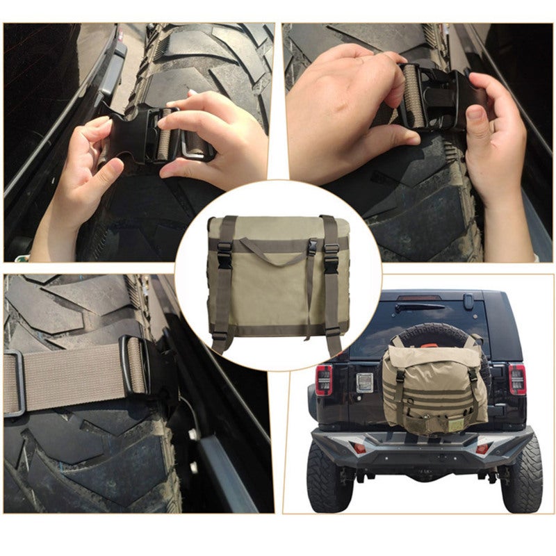 Spare Tire Trash Bag: Heavy Duty PVC And Oxford Cloth, Multiple Pockets - Wide Application, Easy To Install Car Trash Bag For Outdoor Camping, Off Road Vehicle Storage - Image 5