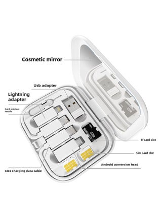 Square Multi-function Data Cable Storage Box 60W Fast Charging Line Adapter Storage 6-in -1 Mobile Phone Bracket Charging Line-Color:Pearlescent White (with Mirror) - pzsku/Z60B51F402975FA4D949EZ/45/1746193548/846360e6-de92-4023-99e4-f3f5c64e8b87