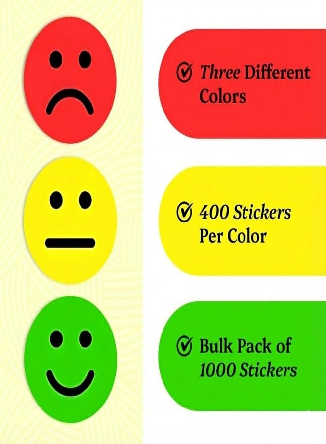 IBAKE 1000 PCS Smiley Face Stickers 1 Inch - Happy, Sad & Mood Emoji Stickers for Teachers, Behavior Charts, Classrooms, Feedback, Rating, Journals & School Rewards - Image 2