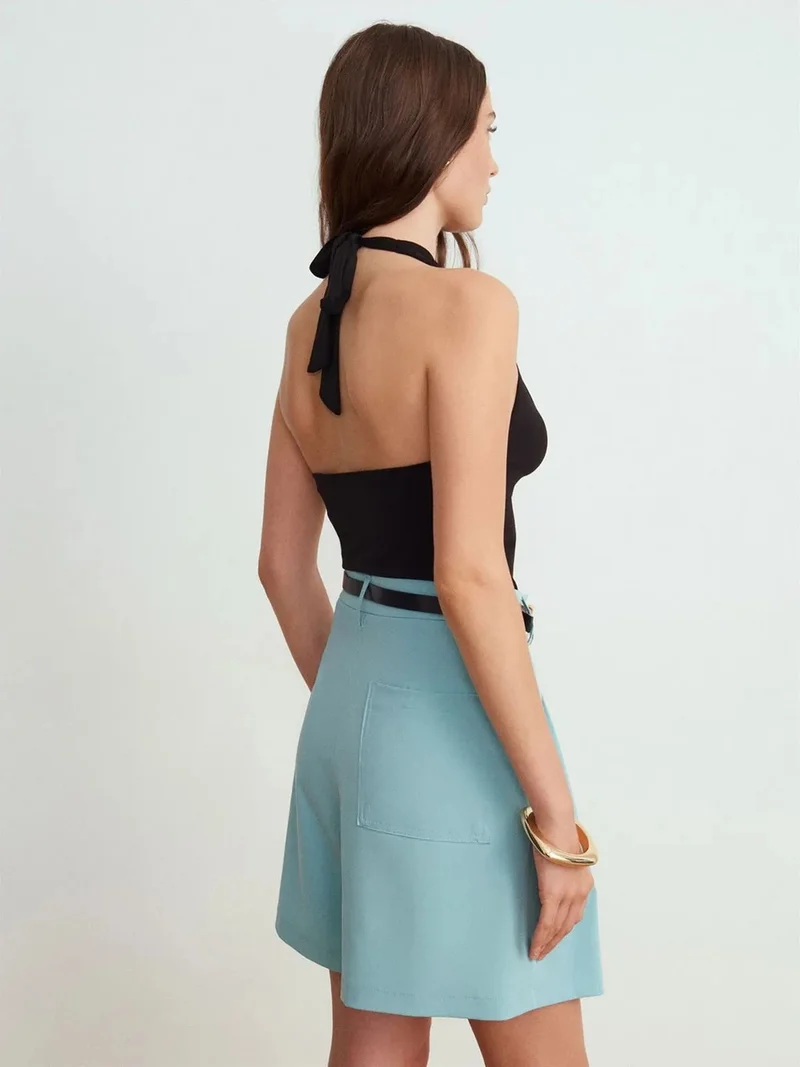 ديلفين Dilvin Sleeveless Cowl Neck Tie Blouse