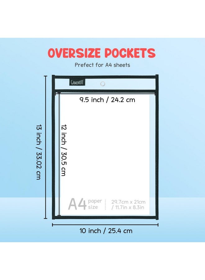 Gamenote Dry Erase Pockets 30 Pack With Rings - Oversized Reusable Plastic Sleeves Shop Ticket Holders Sheet Protectors Teacher Supplies Organization For Classroom Must Have (Black)  - Image 2