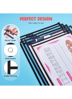 Gamenote Dry Erase Pockets 30 Pack With Rings - Oversized Reusable Plastic Sleeves Shop Ticket Holders Sheet Protectors Teacher Supplies Organization For Classroom Must Have (Black)  - Image 3