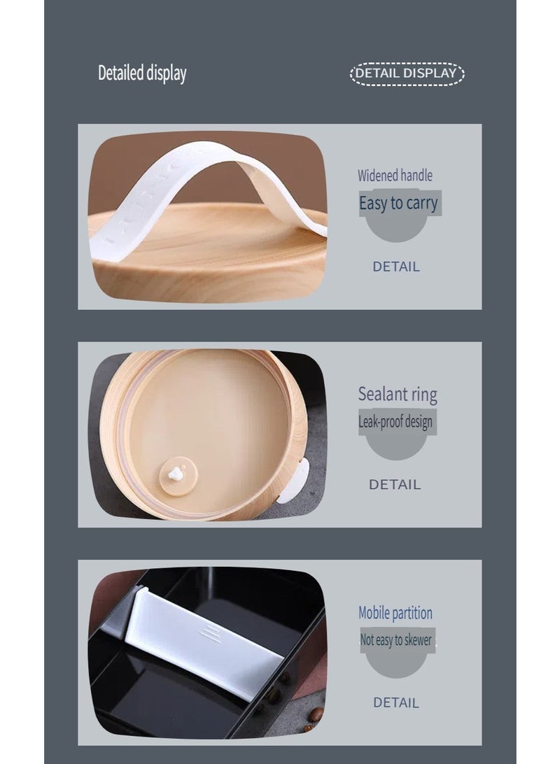 1400 مل صندوق غداء بنتو مزدوج الطبقات ، وعاء حساء 600 مل وحقيبة غداء معزولة مع وعاء حساء وملعقة ميكروويف ، ومجمدة وغسالة صحون آمنة ، حاوية تخزين الأغذية البلاستيكية الخالية من BPA قابلة لإعادة الاستخدام مقاومة للتسرب لنزهة العمل في المدرسة ، أبيض - Image 5