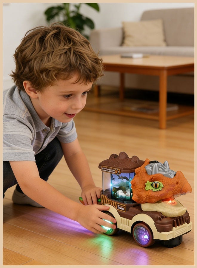 Aimayapet Dinosaur Truck Toys, Dinosaur Toy Cars, Dinosaur Transport Truck, Light Up Dino Truck with Smoke, Flashing Lights & Music, Birthday Gifts Toys For Baby, Dinosaur Transport Truck, Fun Dinosaur Toddler Toys Gifts For 3+ Year Boys Girls, Battery Operated - Image 3