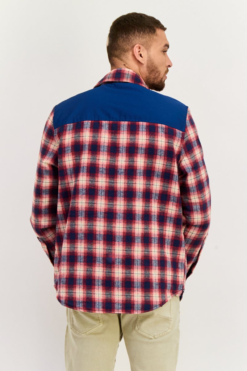 Avalanche Men Regular Fit Long Sleeves Checkered Casual Shirt, Navy - Image 3