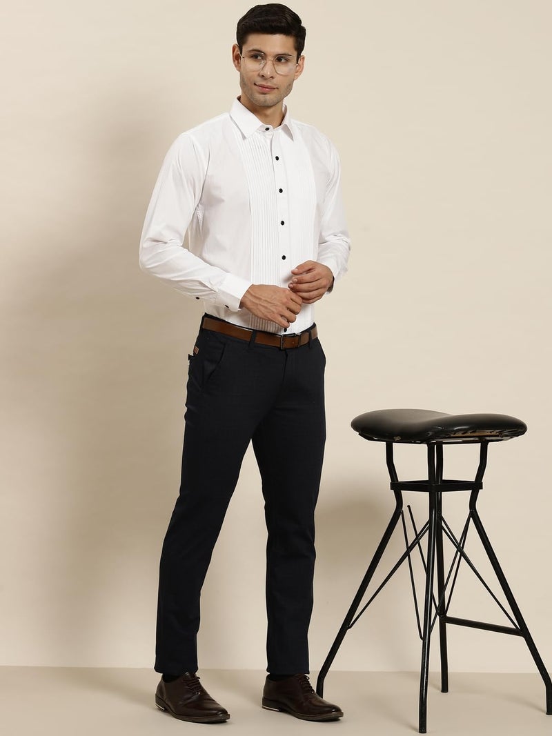 Hancock Store Hancock Men White Slim Fit Tuxedo Full Sleeve Shirt Shirts(5478White40) - Image 5