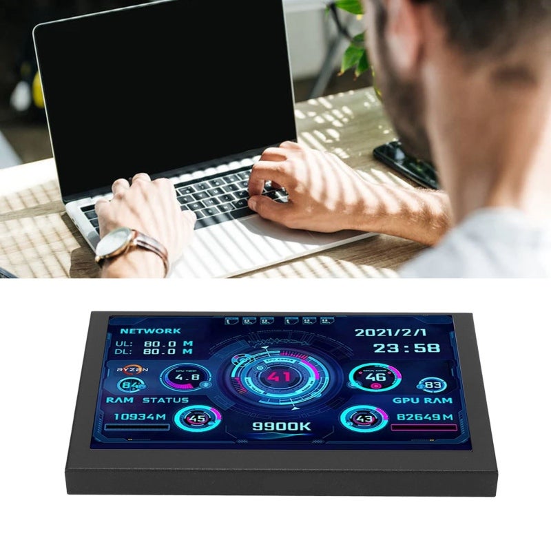 مراقبي معالج الكمبيوتر المحمول (PC CPU Monitor) مع شاشة IPS بقياس 5 بوصة - مواضيع قابلة للتحديد مدمجة، مراقبي بيانات الكمبيوتر لـ نظام ويندوز، مراقبة في الوقت الفعلي لـ غلاف الجهاز - Image 4