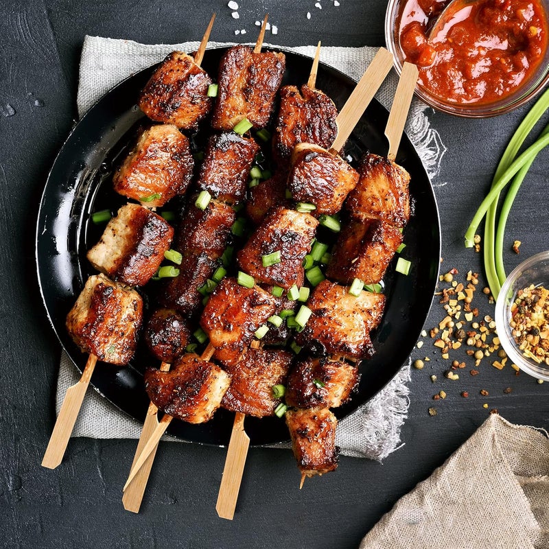 BBQStyle 200 PCS Bamboo Skewers for Appetizer, 7 Inch Caramel Candy Apple Sticks, for Drinks, Fruit Kababs, Sausage, Barbecue Snack, Natural Wood Paddle Mini Food Skewer, Cocktail Pick, Charcuterie Accessories - Image 2