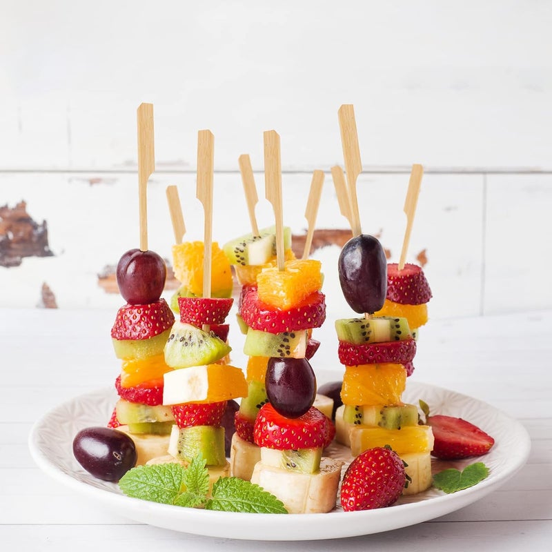 BBQStyle 200 PCS Bamboo Skewers for Appetizer, 7 Inch Caramel Candy Apple Sticks, for Drinks, Fruit Kababs, Sausage, Barbecue Snack, Natural Wood Paddle Mini Food Skewer, Cocktail Pick, Charcuterie Accessories - Image 3