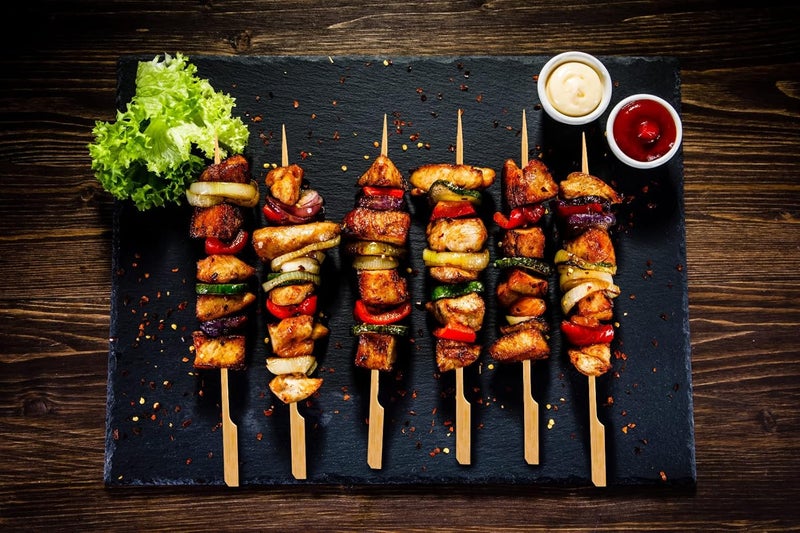 BBQStyle 200 PCS Bamboo Skewers for Appetizer, 7 Inch Caramel Candy Apple Sticks, for Drinks, Fruit Kababs, Sausage, Barbecue Snack, Natural Wood Paddle Mini Food Skewer, Cocktail Pick, Charcuterie Accessories - Image 4