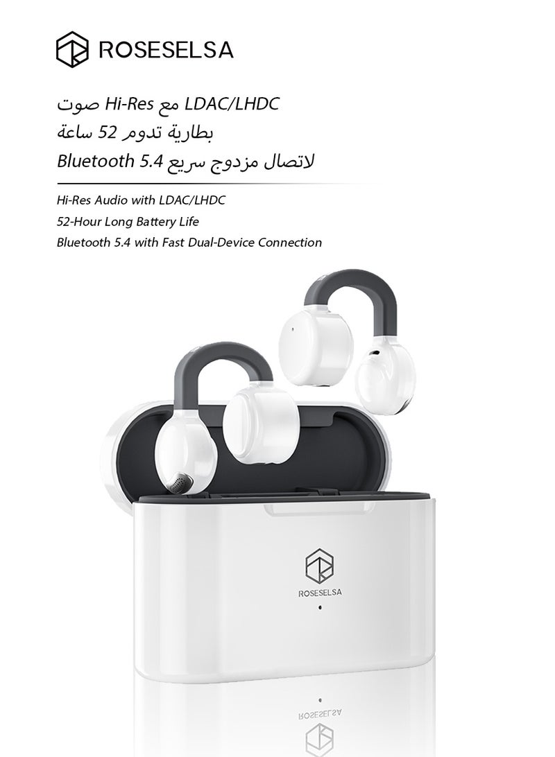 ROSESELSA OpenFree，Open-Ear ，Wireless TWS Bluetooth Earbuds LDAC Hi-Res 52H Playtime MIC AI Noise Reduction Ear Clip Non-In-Ear Clip On Headphones for Sports Running Office iOS Android - Image 1