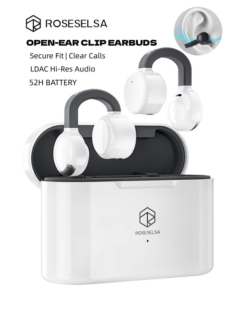 ROSESELSA OpenFree Open-Ear Clip-On Earbuds, Wireless Sports Headphones, 52H Battery, LDAC Hi-Res Audio, AI ENC Clear Calls, Bluetooth 5.4, Secure Fit for Running & Daily Use - Image 1