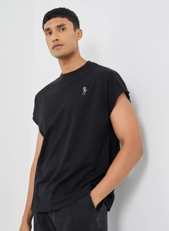 Styli Minimal Print Crew Neck T-Shirt