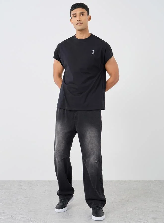 Styli Minimal Print Crew Neck T-Shirt