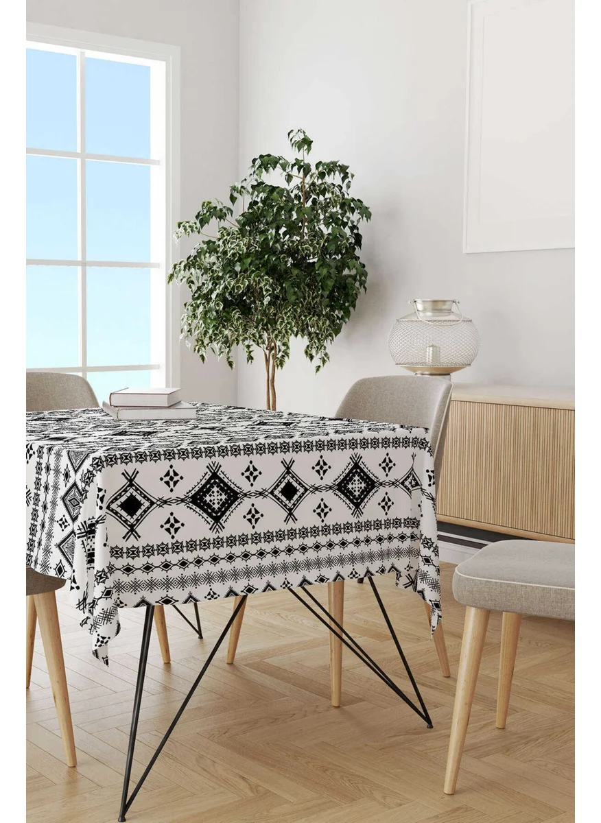 Cango Home White Black Bohemian Scandinavian Style Digital Printed Tablecloth CGH501-MS