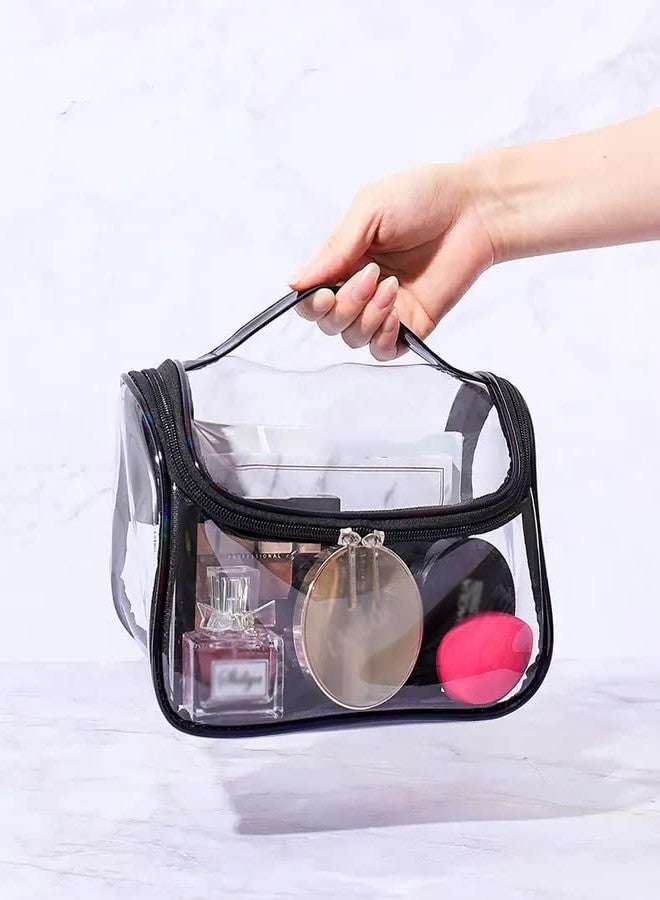 Luxula Multi Functional Large Cosmetic Bag with Hook Toiletry Bag Wash Make Up Bag PVC Waterproof Zippered Cosmetic Bag Portable Carry for Women and Men (1PCS) (Transparent) - Image 3