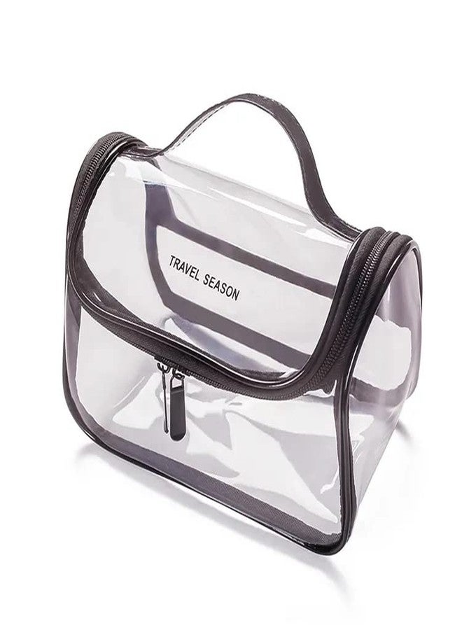Luxula Multi Functional Large Cosmetic Bag with Hook Toiletry Bag Wash Make Up Bag PVC Waterproof Zippered Cosmetic Bag Portable Carry for Women and Men (1PCS) (Transparent) - Image 1