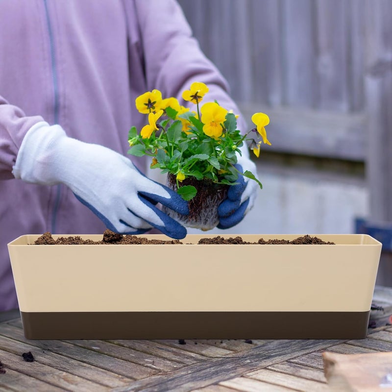 Suream Window Box Herb Planters, 3 Pack 16 x3.8 Inch Indoor Rectangle Succulent Cactus Plant Pots with Saucer, Modern Plastic Flower Container for Windowsill, Garden Balcony, Home Office Outdoor Decor - Image 5