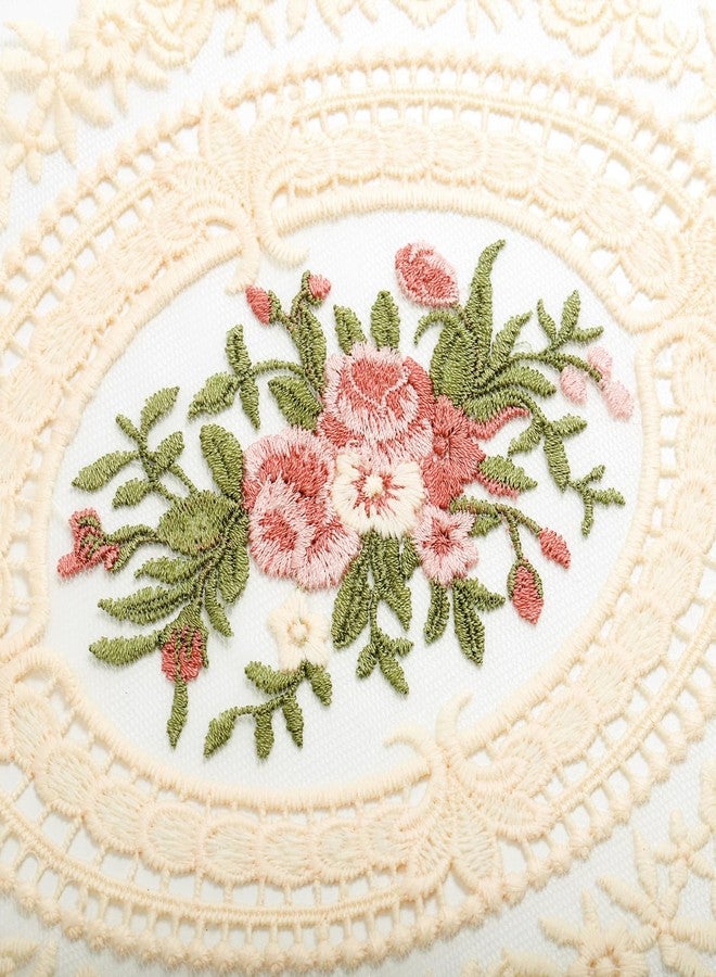 Mezchi 6 Pack Retro French Style Lace Placemats, French Crochet Doilies, Embroidered Vintage Victorian Decor Cup Mat for Coquette Room Decor, French Country Decor, 12''x16'', Apricot, Oval - Image 3