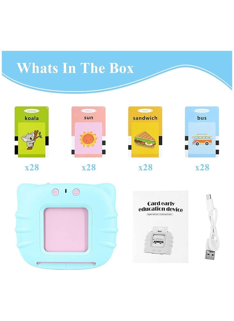 Flash Cards for Toddlers, 224 Words Flashcard Learning toys for 2 3 4 year olds Preschool Learning Resource Electronic Interactive Toys, For Boys and Girls Speech Therapy (BLUE 03)  - Image 5