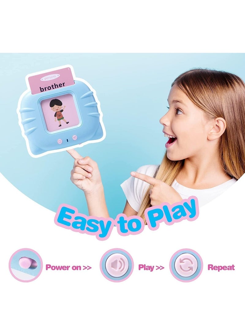 Flash Cards for Toddlers, 224 Words Flashcard Learning toys for 2 3 4 year olds Preschool Learning Resource Electronic Interactive Toys, For Boys and Girls Speech Therapy (BLUE 03)  - Image 1