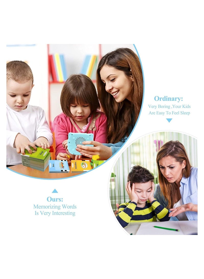 Flash Cards for Toddlers, 224 Words Flashcard Learning toys for 2 3 4 year olds Preschool Learning Resource Electronic Interactive Toys, For Boys and Girls Speech Therapy (BLUE 03)  - Image 4