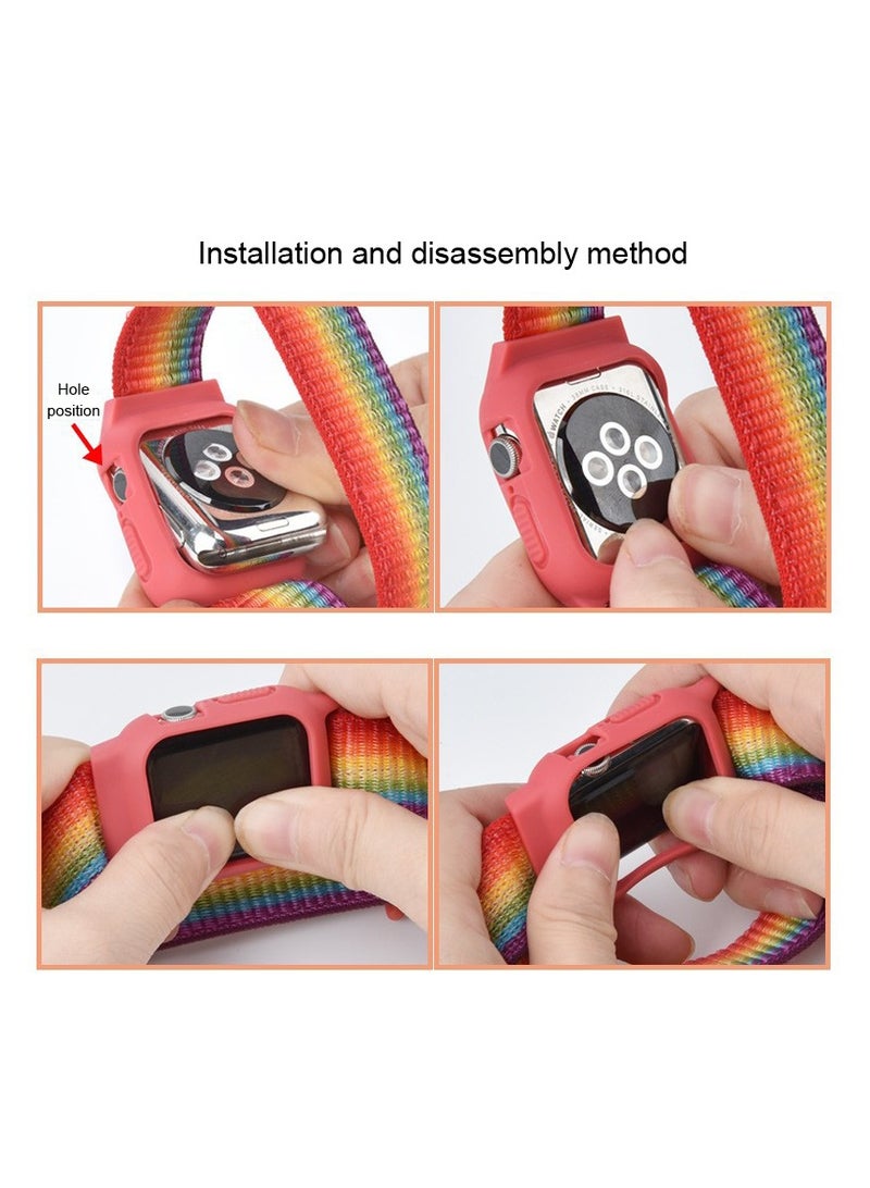 Sport Band and Case for Smart Watch Band 38mm 40mm 41mm, Protective Silicone Bumper Case with Loop Strap for Series 9/8/7/6/5/4/3 for Women Men  - Image 5