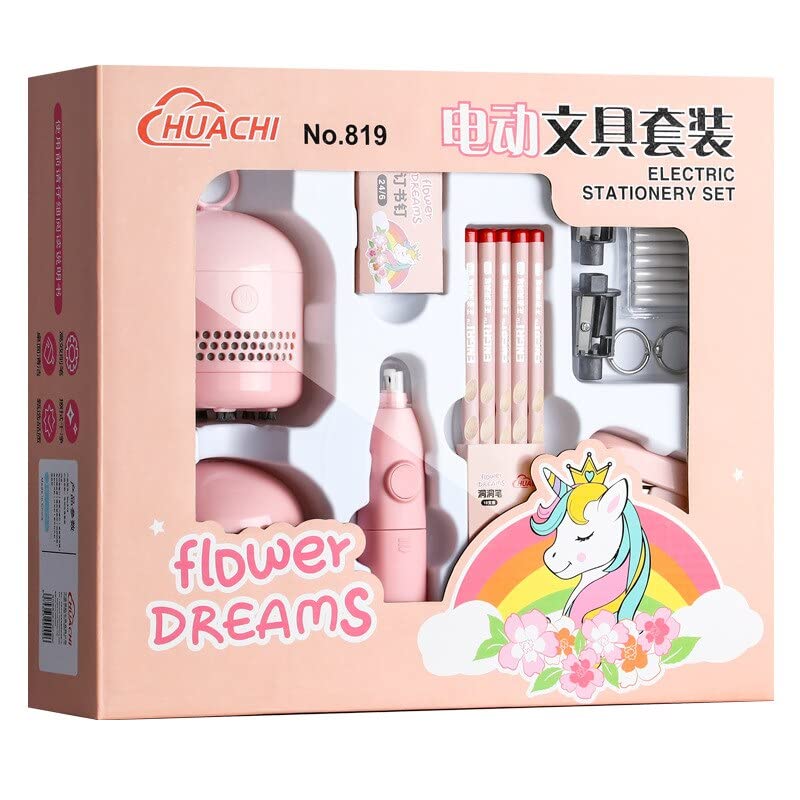 Magicwand Battery Operated Pencil Sharpener,Electric Eraser,Vacuum Cleaner Stationery Set with 10 Eraser Refills for Kids,Adults for Home Office School【3 Yrs & Up】【Flamingo Pink】 - Image 5