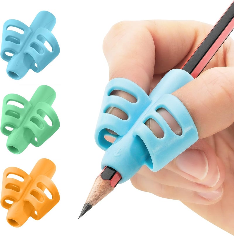 AIMERS Pencil Grips for Kids Handwriting Ergonomic Writing Training Aid Posture Correction Tool Silicone Gel Pencil Grips 3 Pack Reduces Hand Fatigue Perfect for Home Schooling Preschool
