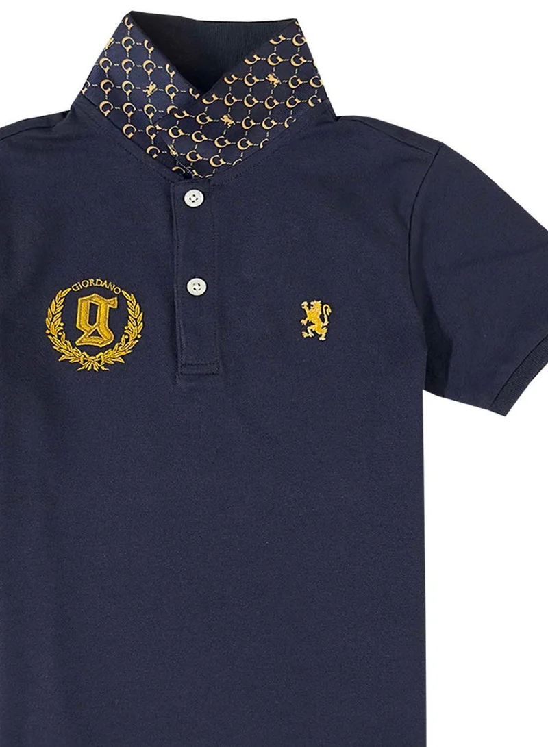 GIORDANO Kids' Lion Crest Polo: Slim Fit, Classic Style, Bold Detailing