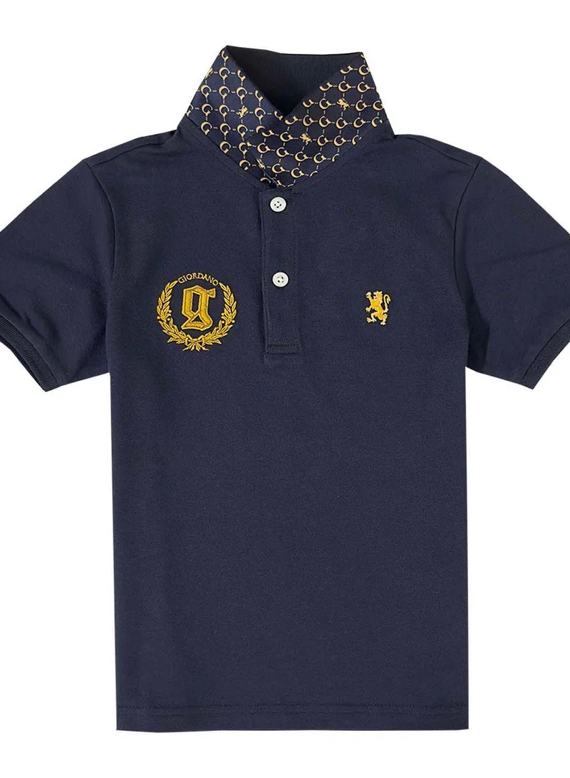 GIORDANO Kids' Lion Crest Polo: Slim Fit, Classic Style, Bold Detailing