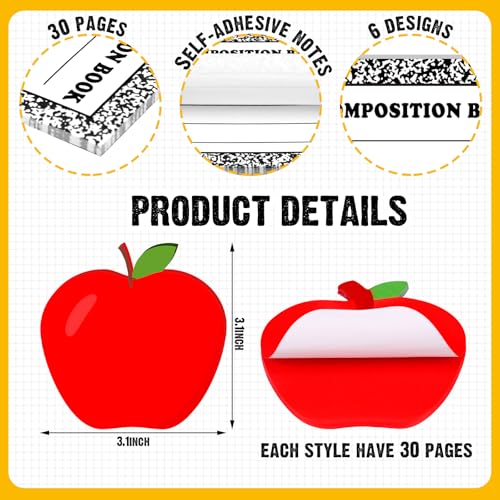 Thenshop 24 Pcs End of Year Teacher Gift Funny Teacher Sticky Notes Ballpoint Pen Notepad Self Adhesive Writing Thank Back to School Gifts for Employee Office SuppliesSchoolstyle - Image 3