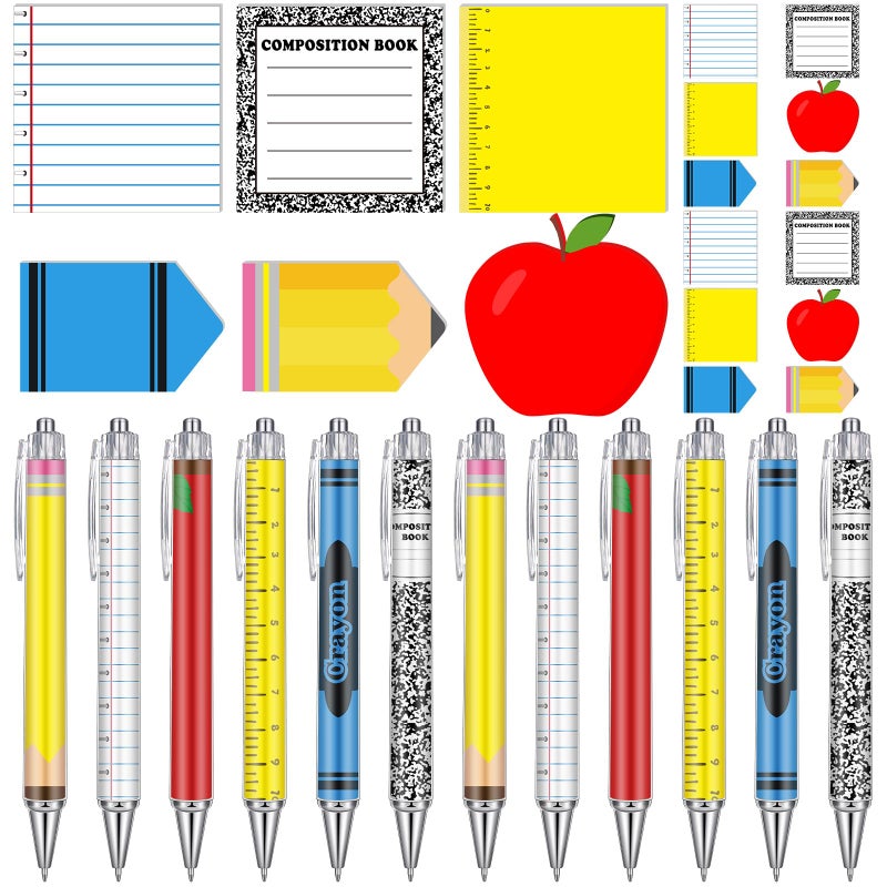 Thenshop 24 Pcs End of Year Teacher Gift Funny Teacher Sticky Notes Ballpoint Pen Notepad Self Adhesive Writing Thank Back to School Gifts for Employee Office SuppliesSchoolstyle - Image 2