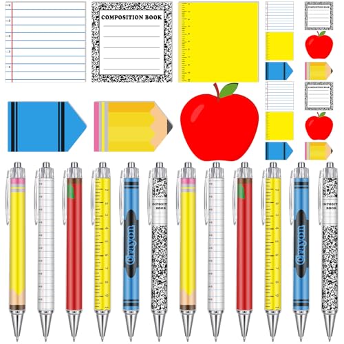 Thenshop 24 Pcs End of Year Teacher Gift Funny Teacher Sticky Notes Ballpoint Pen Notepad Self Adhesive Writing Thank Back to School Gifts for Employee Office SuppliesSchoolstyle - Image 1