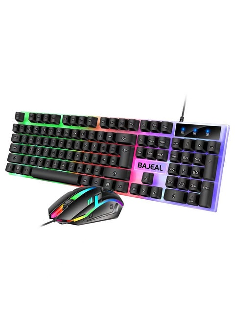 T350 Wired Keyboard Mouse Combo Backlit for Gaming Office bajeal-T350-black glowing keymouse cover