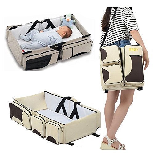 GTC® Portable Multifunctional Baby Travel Bed Cot/Bassinet and Folding Mummy Diaper Bag (AA) (Pink) - Image 2