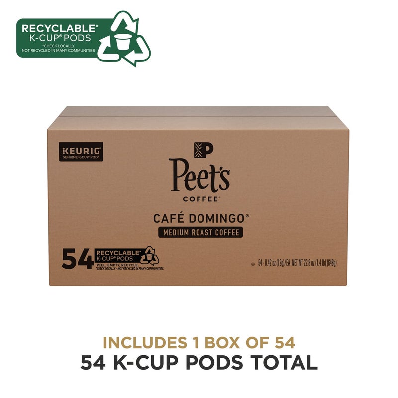 Peet's Coffee, Medium Roast Keurig K-Cup Pods - Café Domingo 54 Count (1 Box of 54 Pods) - Image 2