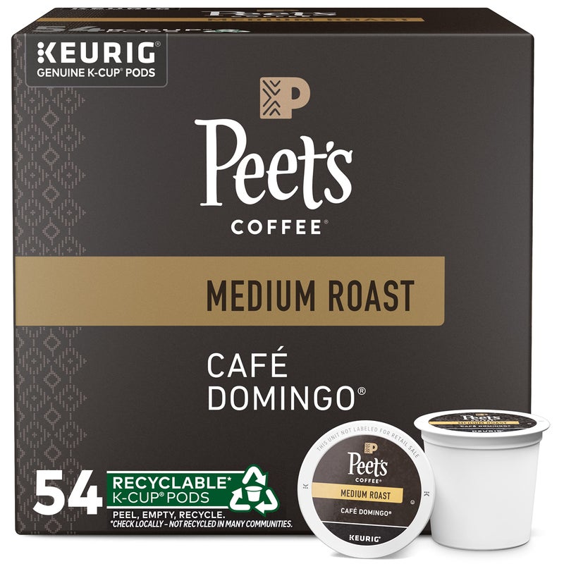 Peet's Coffee, Medium Roast Keurig K-Cup Pods - Café Domingo 54 Count (1 Box of 54 Pods) - Image 1
