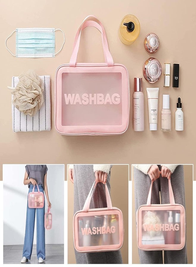 CLOUDTAB Makeup Pouch Travel Toiletries Organizer Cosmetic Bags Portable Organizer Case Carry Pouch for Women & Girls Waterproof Accessories Storage Kit (Set of 3, Pink) - Image 4