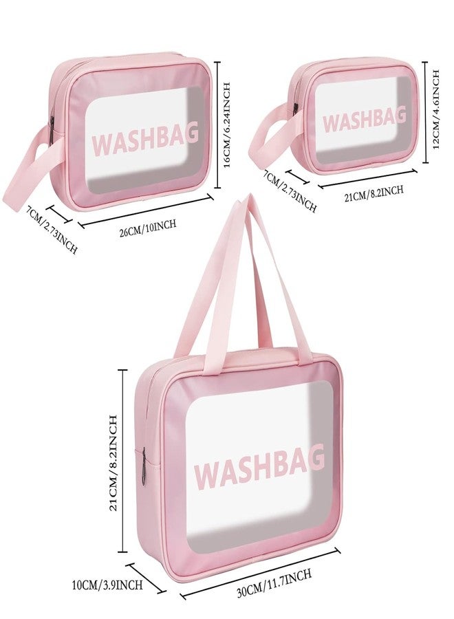 CLOUDTAB Makeup Pouch Travel Toiletries Organizer Cosmetic Bags Portable Organizer Case Carry Pouch for Women & Girls Waterproof Accessories Storage Kit (Set of 3, Pink) - Image 2