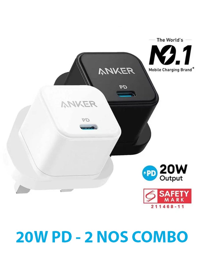 Anker USB C Plug, 20W USB C Charger - 2pcs Combo, High Speed Charger for Mobile Devices, Compatible with iPhone 16/16 Plus/16 Pro/16 Pro Max, 15/14/13/12 Series, Galaxy Series - Image 1