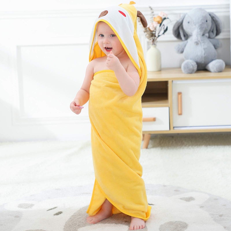 MICHLEY Animal Hooded Baby Bath Towel Toddler Premium Cotton Absorbent Washcloth for Girls Boys 0-6T, Giraffe - Image 5