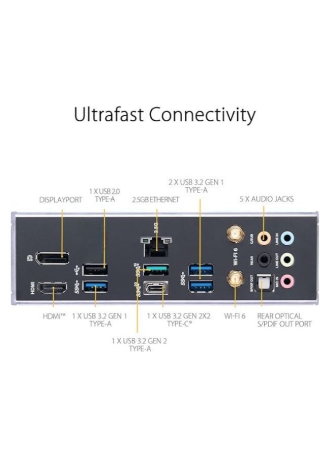 لوحة أم للألعاب تدعم معالجات LGA 1700 مع DDR5 وPCIe 5.0 وثلاث فتحات M.2 واتصال WiFi وشبكة عالية السرعة ومنفذ USB Type-C - Image 2