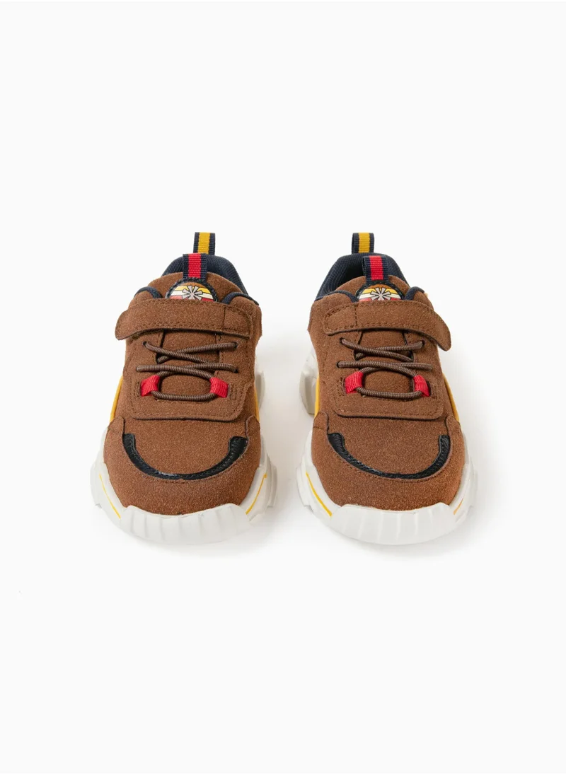 زيبي Zippy Trainers For Boys In Different Materials Kansas, Camel/Dark Blue