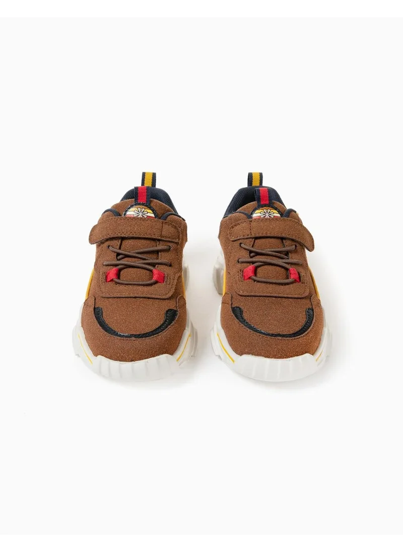 زيبي Zippy Trainers For Boys In Different Materials Kansas, Camel/Dark Blue
