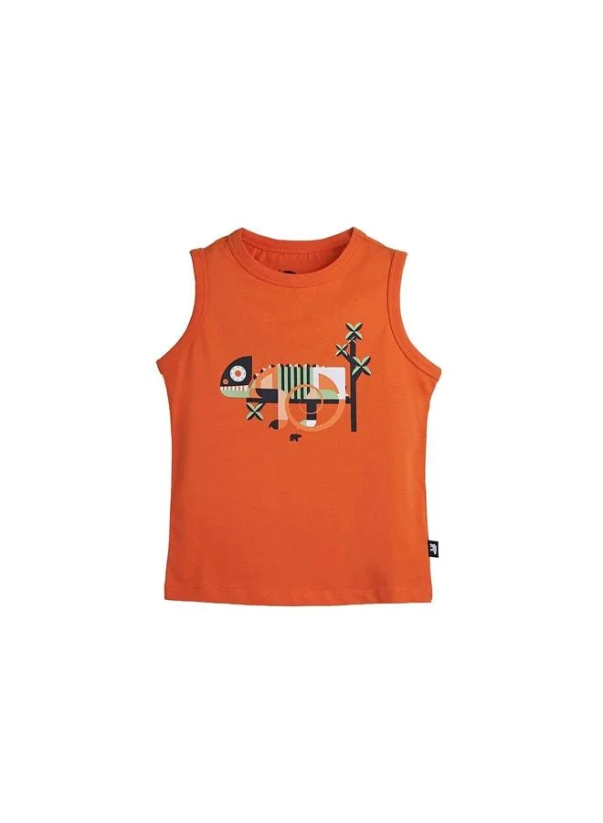 Bad Bear Jonah Orange Printed Children's Tank Top.