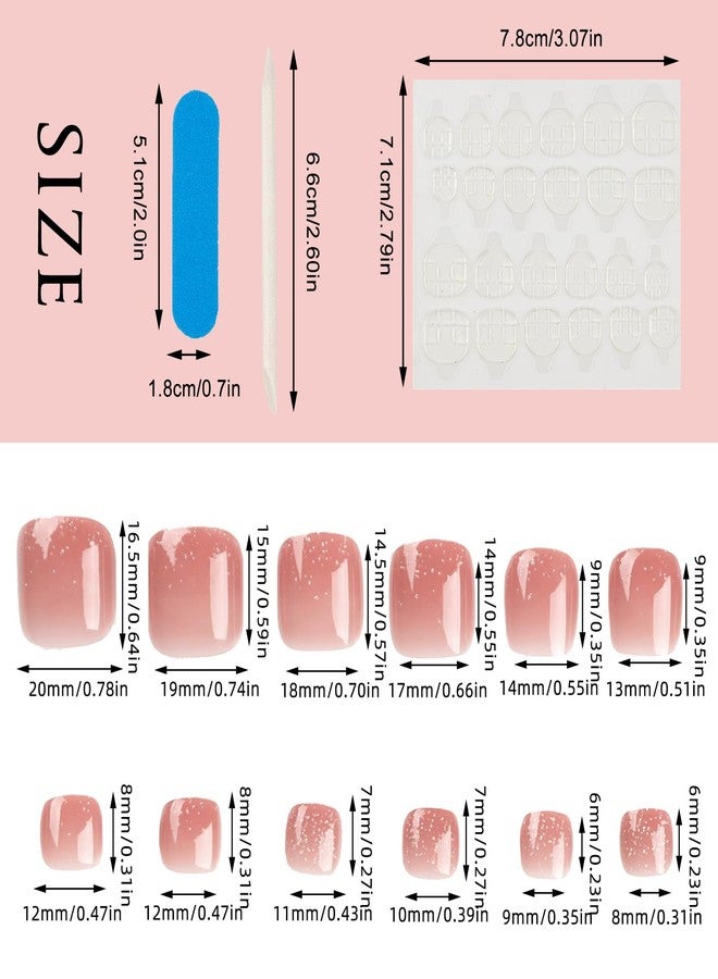 NICENEEDED 24 PCS Press on Toenails, Pure Nude False Nails, Plastics Artificial Glue on Toe Nails, Short Sqaure Glossy Nails, False Manicure Decoration for Women Halloween - Image 2