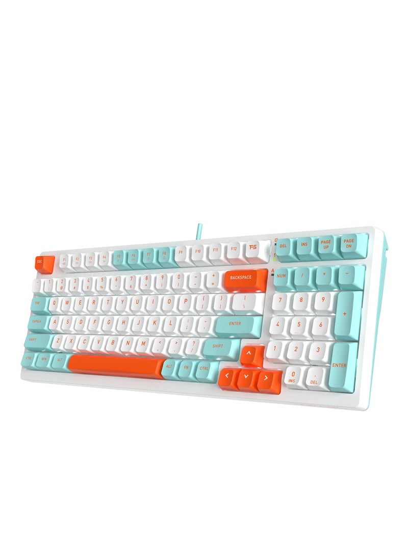 A4TECH - FS300 Mechanical Keyboard – Hot Swappable FS Switch (3Pin /5Pin ) – Gasket Building – White Backlit –  ( AR / EN ) 98 Keys – Win / Mac Swap – 4M For Macro /1ms  ( Software ) - Image 1