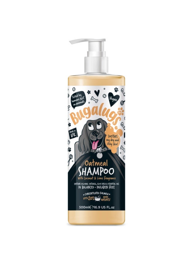 Bugalugs Oatmeal & Aloe Vera Dog Shampoo 500ml - Vegan Pet Shampoo for Itchy Skin - Image 1