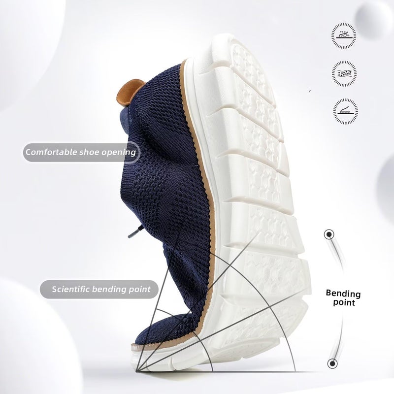 Kvovzo Men's Casual Dress Shoes Business Oxfords Fashion Walking Sneakers Mesh Work Lightweight Soft Sole Dark Blue - Image 3